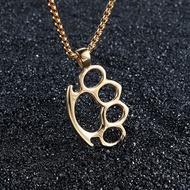 Vintage Fashion Brass Knuckles Pendant Necklace for Women Men Grunge Jewelry Goth Gothic Accessories