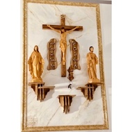 Catholic wooden altar shelf - Double wooden sole shelf, 3-legged wooden shelf