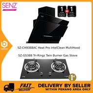 Senz SZ-CH9388AC Cooker Hood Chimney Hood (*1+1 Extended Warranty*) + SZ-GS388 Tri-Ringz Twin Burner Gas Stove 6.4kW