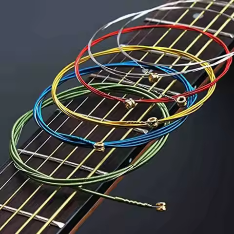 6 Strings Acoustic Guitar Strings Rainbow Colorful Brass Guitar Steel Strings Anti Oxidation Coating