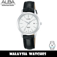 ALBA Prestige AH7BS7X Analog Quartz Stainless Steel Case & Leather Strap Woman's Watch AH7BS7 AH7BS7