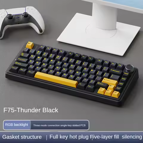 AULA F75 wireless Mechanical Keyboard,Gamer keyboard Customized Hot-Swap 75% Layout,OEM Profile Gask