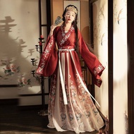 【IN Stock】 Hanfu Dress Women Chinese Ancient Traditional Hanfu Carnival Princess Cosplay Costume Stage Hanfu Blue&amp;Red Dance Dress Plus size