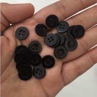 HITAM KEMEJA 11mm Shirt Buttons 4 Holes Per Dozen Black
