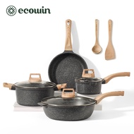 Ecowin Cookware Black Series Nonstick Cookware Set4-Wok + Saucepan + Frying Pan + Soup Pot Pfoa-Free