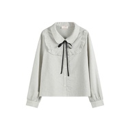 Lt Studio เต้าหู้เผ็ด พลัสไซส์ ผู้หญิง สไตล์วิทยาลัยลอนดอน ขนสัตว์ ชุดสูท เสื้อโค้ท แขนยาว มีฮู้ด แจ