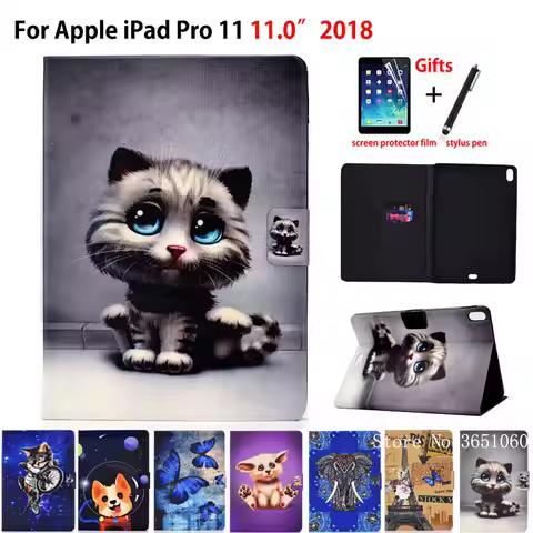 Cute Cat Smart Case For iPad Pro 11 2018 Cover Funda For iPad Pro 11 inch 2018 A1934 A1980 A1979 A20