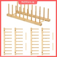 3Pcs Bamboo Dish Dying Rack Bamboo Plate Dish Rack Multifunctional Pot Lid Plate Organizer Holder Ea