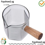FAYSHOW2 Espresso Cup, Gray with Wood Handle Milk Cup, Easy to Clean Multipurpose Glass High Quality Measuring Cup Milk Espresso Shot