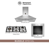 Bertazzoni Gas + Oven + Hood Bundle (P905LPRO 90cm Gas Hob + F605MODEKXS 5 Function Oven + KPL90PLAG1XA Wall-Mount Hood)