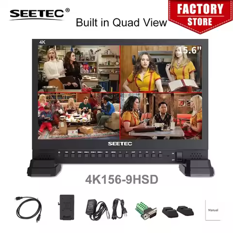 Seetec 4K156-9HSD-384 15.6 Inch IPS UHD 3840x2160 4K Broadcast Monitor with 3G-SDI HDMIx4 Quad Split