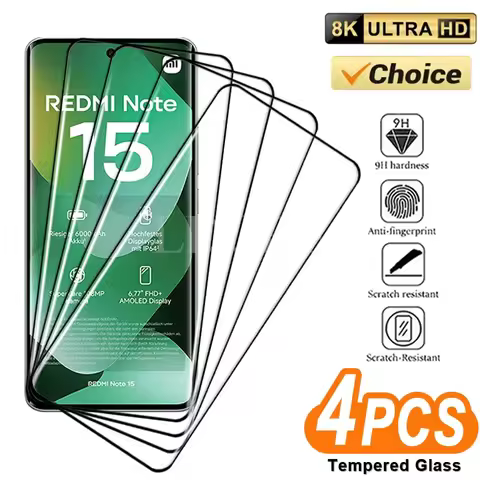 4 Pcs For Xiaomi Redmi Note 15 Glass Redmi Note 15 Tempered Glass 3D Ultra HD Screen Protector Film 