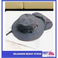 SELANGOR Topi Nelayan Unisex Large Brim Neck Cover Farmers Cap Sun Fisherman Bucket Hat Outdoor Sun 