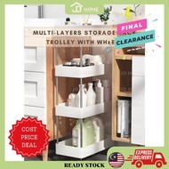 Multipurpose 3/4 Tier Slim Storage Cart Shelf Trolley With Wheels Movable Organizer Kitchen Rack