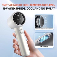 Digital Handheld Fan Mini High Wind Speed Silent Portable Rechargeable 200 Level Speed LED Disply