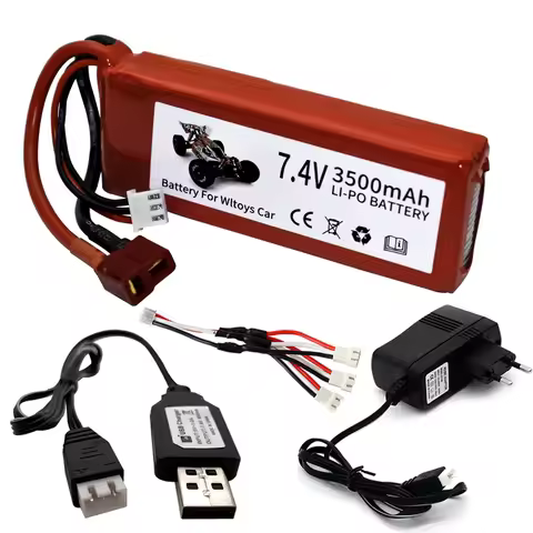 2s 7.4V 3500mAh Lipo Battery Charger Sets for Wltoys 144001 124016 124017 124018 124019 104001 12428