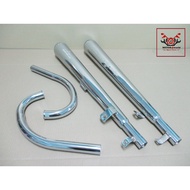 HONDA C95 CA95 C92 CA92 -- XHAUST & HEADER PIPE SET ிCHROME // Exhaust Double PT Style With Plated