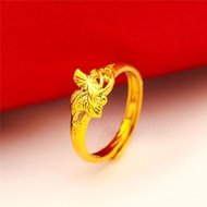 New 24K Gold Plated Vietnam Sand Gold Ring For Women Womens Rose Ring Imitation Jewelry