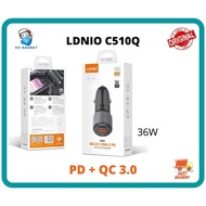 LDNIO C510Q Fast Car Charger / 36W PD + QC3.0 Fast Charging / Smart IC / Pure White LED