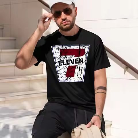 7 Eleven Retro Aged Logo 2026 New Model Men’s Short-sleeve crewneck T-Shirt Classic Casual Multiple 