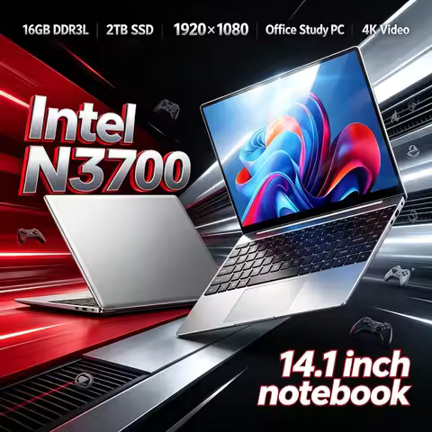Intel N3700 Ultra Slim 14.1 Inch Gaming Laptop 16GB DDR3L 2TB SSD 1920x1080 Notebook Office Study PC