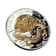 2024年瓦努阿圖龍年紀念幣 鑲嵌珍珠鍍金1盎司銀幣中國龍.9069