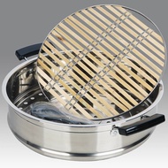 Household steamer stainless steel thick steam steamer sent 24 26 28 30 32 34 36 38 40cm bamboo