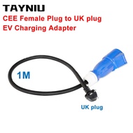 TAYNIU EV Portable Charger 3pin UK Plug To CEE Blue Power Female Plug Socket Adapter Blue CEE Connec
