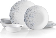 Corelle Indigo Speckle Dinnerware Set for 6 | 18 Piece Chip and Crack Resistant Set with 6 Easy to Clean Dinner Plates Appetizer Plates and Soup and Cereal Bowls | Proudly Made in the USA