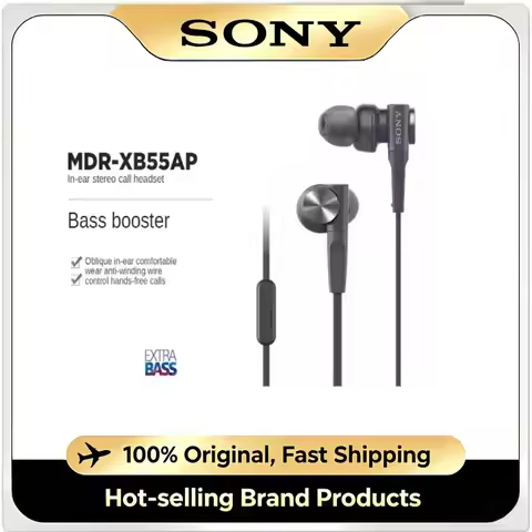 SONY MDR-XB55AP Wired In-Ear earphone Headphones Extra Bass HiFi Stereo Earphones With Mic Inline Co