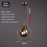 [หลอดไฟฟรี] TOMAX Led Glass Chandelier Bar Lights Hanging Warm Light Pendant Lights Or Drop Lights F