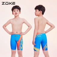 Zoke Boys Knee-Length Swim Trunks Professional Training Racing Swimwear for Kids