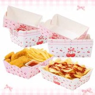 6/12pcs Cherry Bow Theme Disposable Food Trays, Fries Tray, Popcorn Box, Snack Box, Suitable For Che