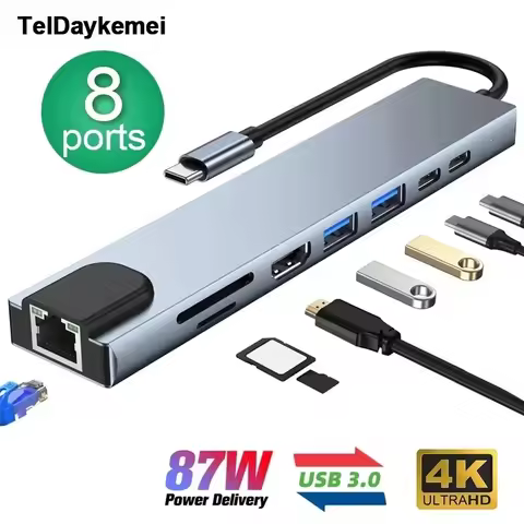 USB C HUB Type C Splitter Thunderbolt 3 Docking Station Laptop Adapter With For Macbook Air M1 iPad 