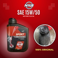 NILS 15W50 Motorcycle Oil Minyak Motor Moto 15W / 50 Engine Minyak Hitam Pelincir Fully Synthetic LC