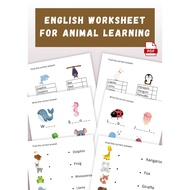 [PDF/Printable] English worksheet for preschool or primary children, Animal worksheet in English PDF