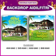 [PRE-ORDER] BACKDROP RAYA AIDILFITRI - TEMA RUMAH KAMPUNG / Open House / Photobooth / Deko (Raya10)