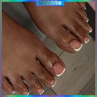 zzz Artificial Toenails In  Press on Toenails 24pcs French Tip Acrylic ToeNails For Easy Application