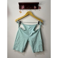 BERSHKA BLUE RIBBED CUT OUT BIKER SHORT PANTS