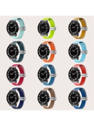 1入組矽膠半透明手錶帶銀扣，適用於20mm/22mm三星/華為/小米/Garmin/Amazfit/OPPO男女款，共12種顏色可供選擇
