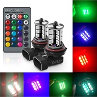 【2PCS】Car LED RGB Colorful H8 h11 LED Fog Light with Remote 5050 H1 Led Fog Lights H3 H7 LED LIGHTS 