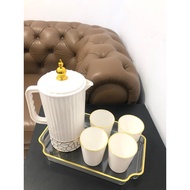 Teko Air Set 5 In 1 Ceret air Plastik Tempat Air Mewah Estetik Wadaha Air Minimalis Tutup Rapat Anti