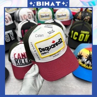 DSQUARED2 Men's and Women's Fashion Button Buckle Baseball Cap, Dsquared2 cool khaki mesh hat MU153