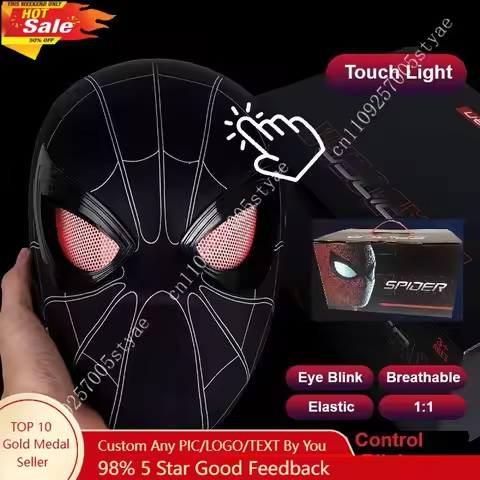 Spiderman Black Red Raimi 1:1 Cosplay Mask Helmet Touch Light Chin Control Eye Blink Birthday Gift M