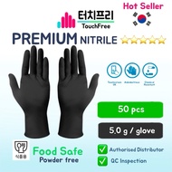 Food Safe Premium Touch Free Nitrile Gloves 5 g Black Disposable, Non-latex powder-free kitchen cooking gloves
