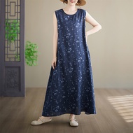 Oladivi Fashion Print Sleeveless Sundress Women Summer Casual Loose Oversized Long Boho Dress 8586 D