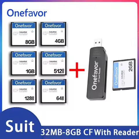 Onefavor CF Memory Card with Card Reader High Speed CF 64MB 128MB 256MB 512MB 1GB 2GB 4GB 8GB For In