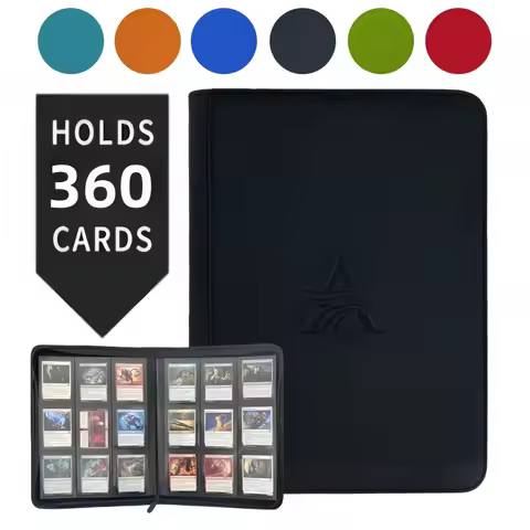 9 Pocket Card Binder, Premium Zip Trading Card Binder, 360 Double Sided Pocket PU Collection Binder,