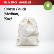 Drawstring Canvas Pouch Medium Tali Serut Beg Kanvas Sederhana 5oz 15cm x 20cm