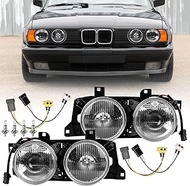 USR 89-96 E34 5 Series Euro Smiley Projector Glass Lens Headlight Assembly (Left + Right) Compatible